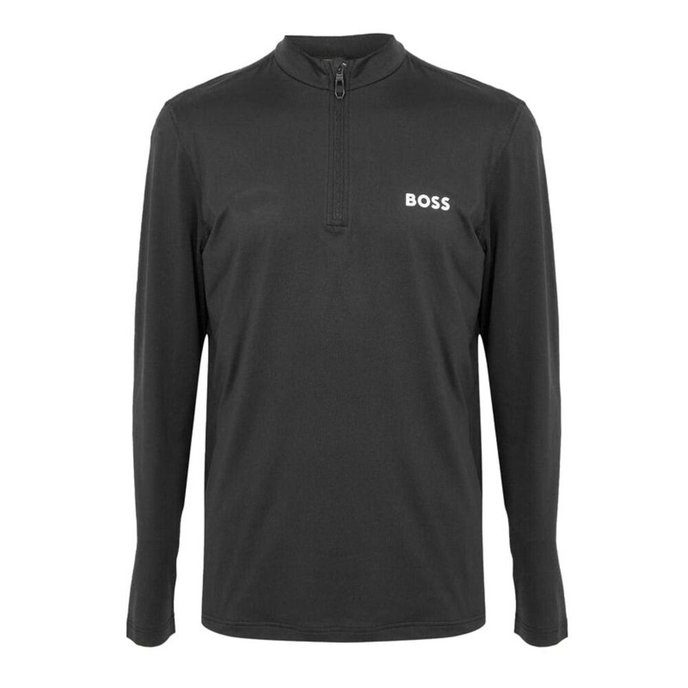 Boss Mens Performance Quarter Zip Long-Sleeved Top / Black